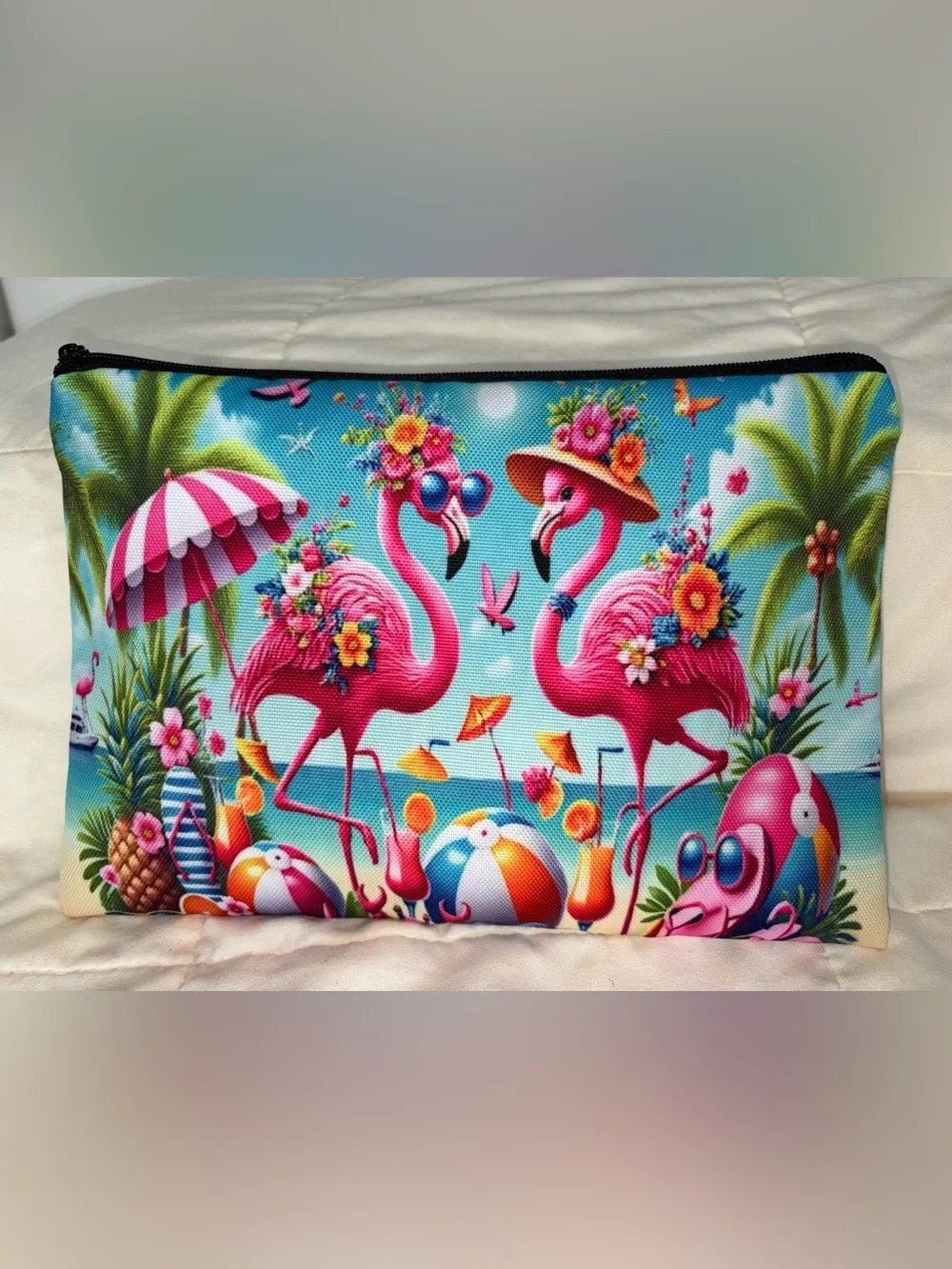 Tropical Flamingo Cosmetic Bag – Pink Flamingo Print